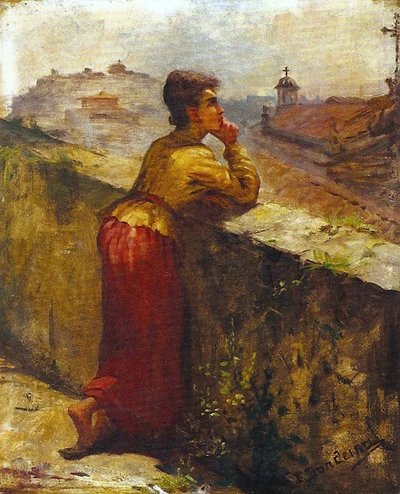 Woman Leaning on a Wall by Antonio Rafael Pinto Bandeira